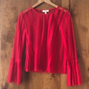Meraki Red Striped Lace Blouse